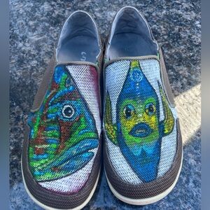 Olukai  Men’s Nohea Mesh Slip On Size 8,5 Custom Painted Shoes